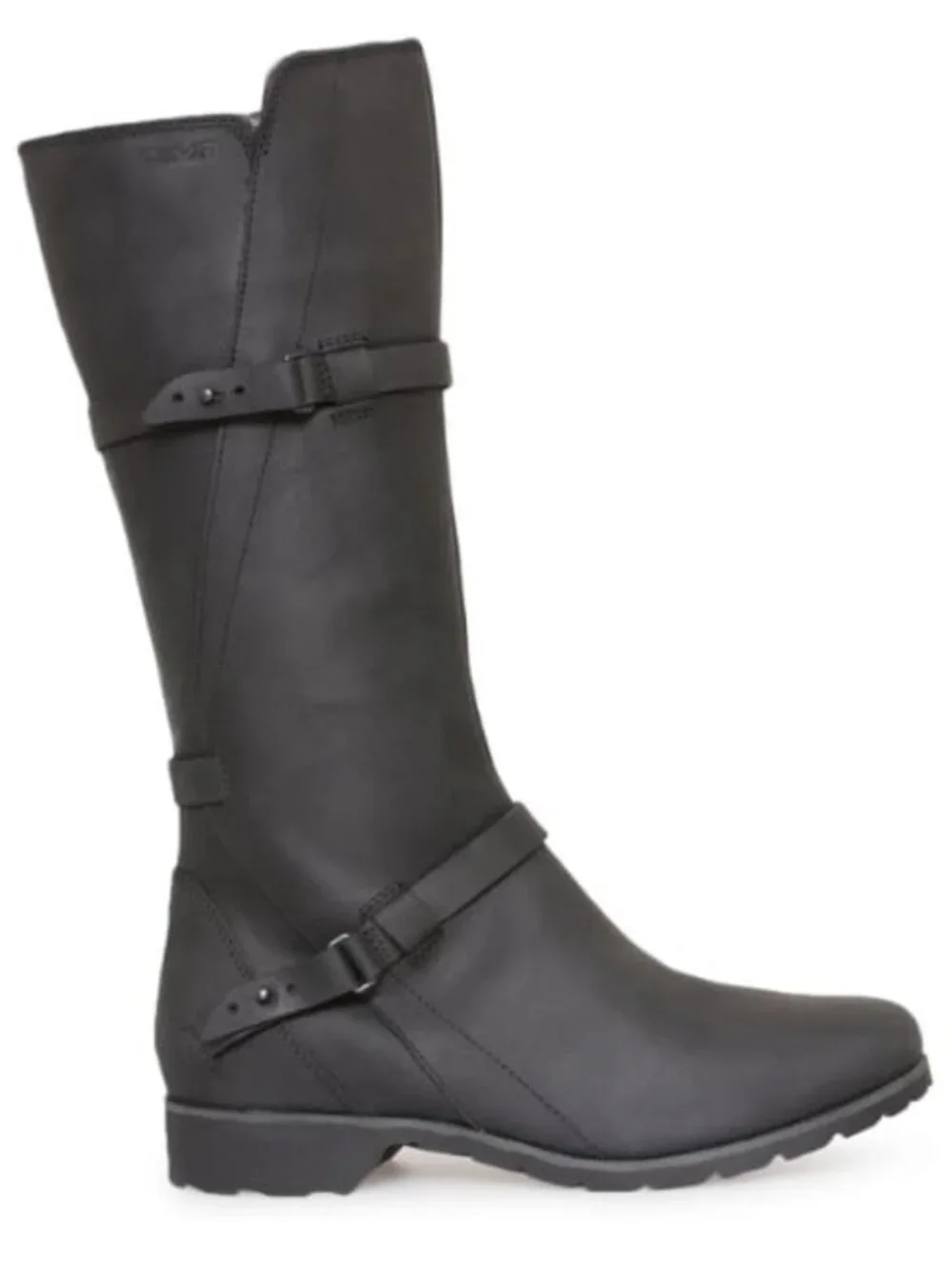Teva Delavina Black Leather Tall Harness Moto Boots Women’s Size 9